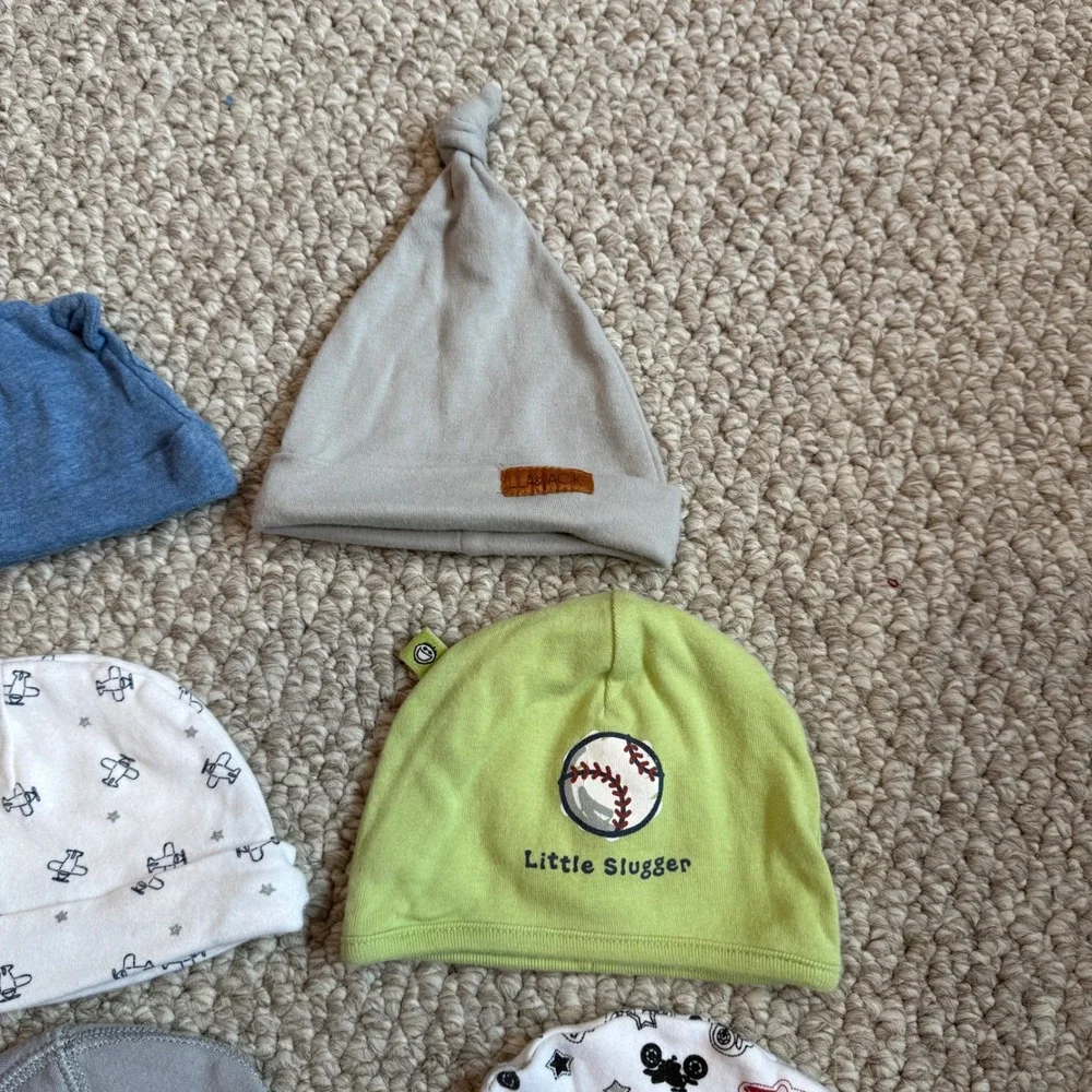 9 Piece Baby‎ Beanie Lot Newborn Infant Hats